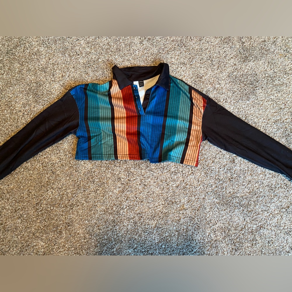 SHEIN long sleeve striped crop top shirt